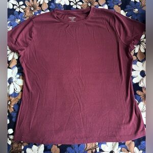 Nine West Ribbed Short Sleeve Tee - Wine